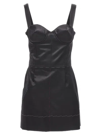 Maison Margiela Contrast Stitching Corset Dress In Black