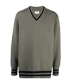 Maison Margiela Contrast-trim Wool Jumper In Green