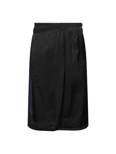 Maison Margiela Contrasting Panels Midi Skirt In Black