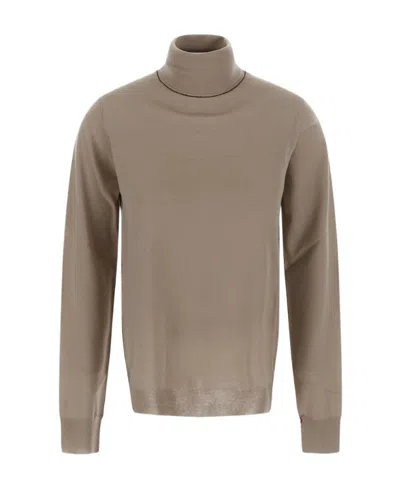 Maison Margiela Contrasting Roll-neck Jumper In Gray