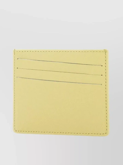 Maison Margiela Contrasting Stitchings Leather Card Holder In Yellow