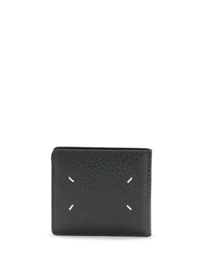 Maison Margiela Contrast-stitched Calf Leather Wallet In Black