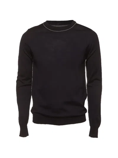 Pre-owned Maison Margiela Contrast-trim Knit Sweater In Black