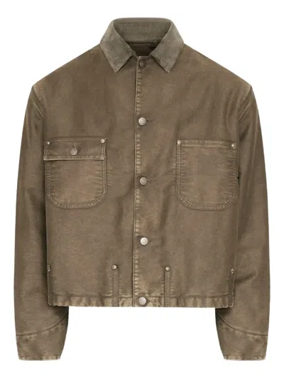 Maison Margiela Buttoned Corduroy Jacket Flap Pockets In Brown