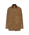 Maison Margiela Corduroy Collar Waxed Coat Man Ochre In Brown
