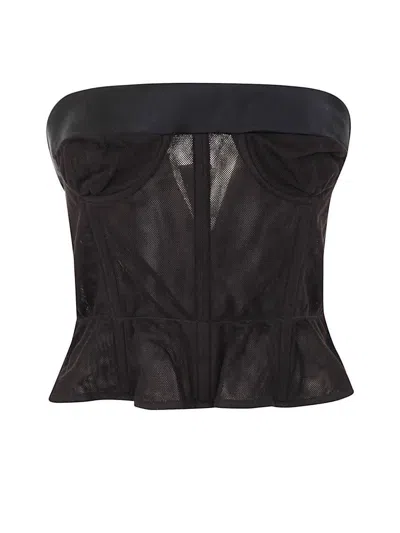 Maison Margiela Tulle Bustier Top In Black