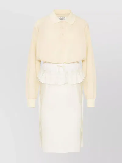 MAISON MARGIELA COTTON AND LINEN BLEND MIDI DRESS