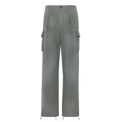 Maison Margiela Cotton Blend Cargo Pants Sage In Gray
