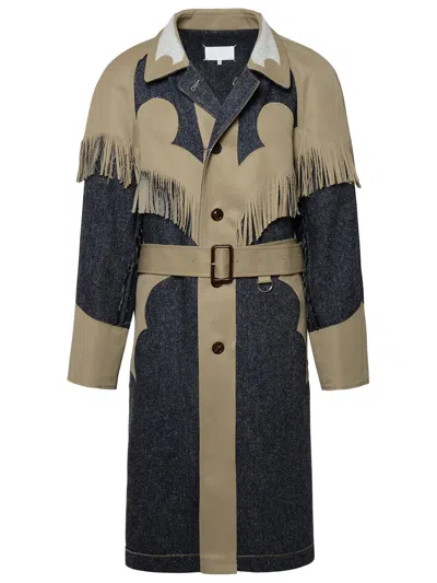 Maison Margiela Cotton Blend Coat In Multicolor