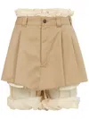 Maison Margiela Frayed-hem Layered Shorts In Tan