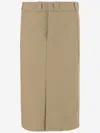 Maison Margiela Cotton Gabardine Midi Skirt Skirts Beige In Beige