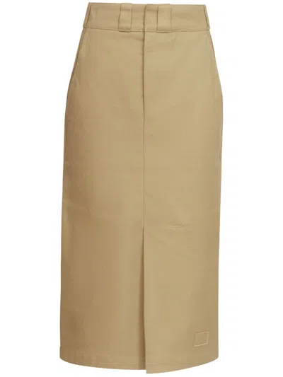 Maison Margiela Cotton Blend Midi Skirt In Brown