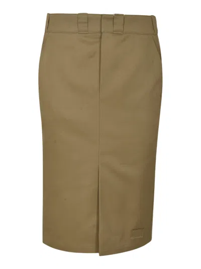 Maison Margiela Cotton Blend Midi Skirt In Brown