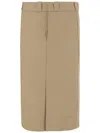 Maison Margiela Cotton Gabardine Midi Skirt Skirts Beige In Neutrals