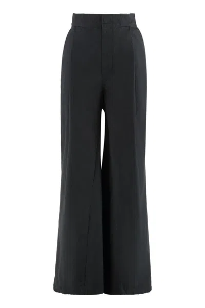 Maison Margiela Cotton Blend Wide Leg Trousers In Black