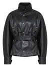 Maison Margiela Textured Cotton Sport Jacket Belted Waist In Black