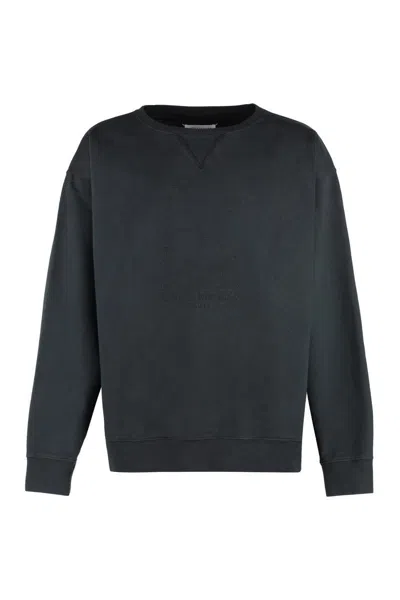 Maison Margiela Embroidered Cotton Sweatshirt In Black
