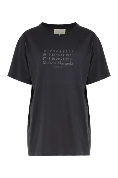Maison Margiela Graphic Print Crew Neck Cotton T-shirt In Black