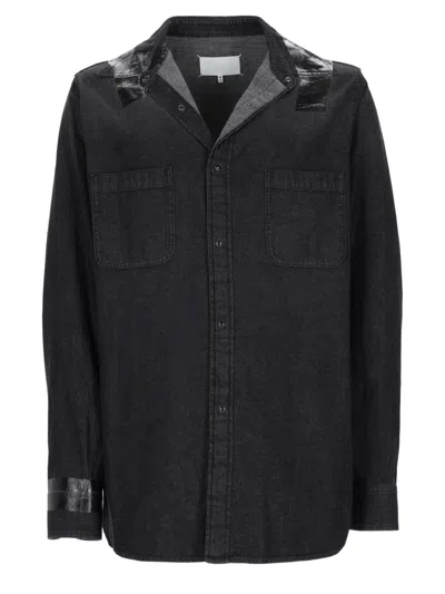 Maison Margiela Cotton Denim Button-up Shirt Jacket In Black