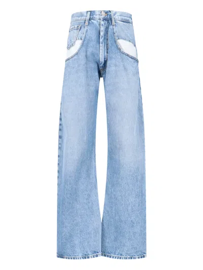Maison Margiela Cotton Denim Jeans With Contrast Pocket Lining In Blue