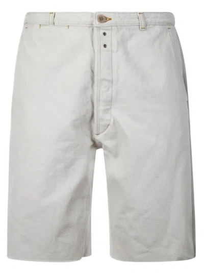Maison Margiela Cotton Denim Shorts For Men | Raw Edges, Button Closure, And Belt Loops In White