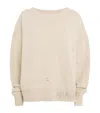 Maison Margiela Cotton Distressed Logo Sweatshirt In Neutral