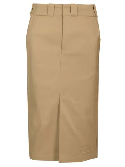 Maison Margiela Cotton Blend Midi Skirt In Brown
