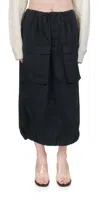Maison Margiela Cotton Gabardine Midi Skirt In Black In Black