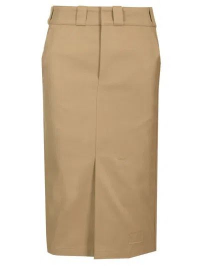 Maison Margiela Cotton Gabardine Midi Skirt Skirts Beige
