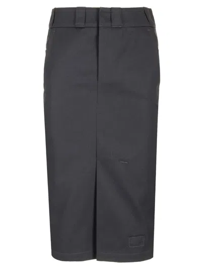 Maison Margiela Cotton Gabardine Midi Skirt Skirts Grey