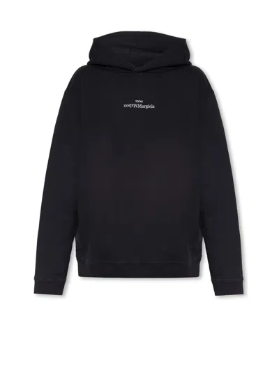 Maison Margiela Cotton Hooded Sweatshirt In Black