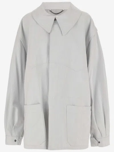 Maison Margiela Cotton Jacket With Oversize Collar In 101