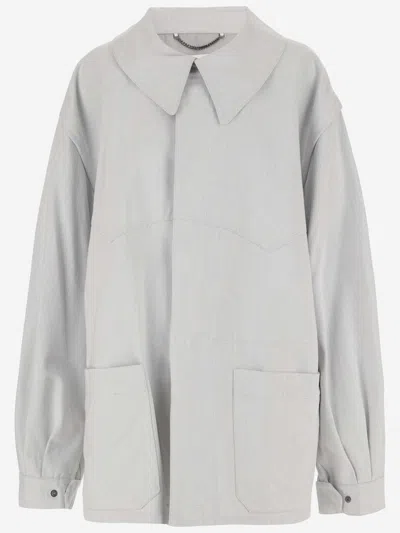 Maison Margiela Cotton Jacket With Oversize Collar In Grey