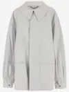 Maison Margiela Cotton Jacket With Oversize Collar In Light Grey