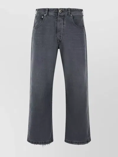 Maison Margiela Cotton Jeans Frayed Hem Five Pocket Design In Gray
