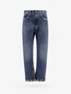 Maison Margiela Men Cotton Jeans With Wool Madras Details