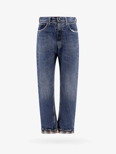 MAISON MARGIELA COTTON JEANS WITH WOOL MADRAS DETAILS