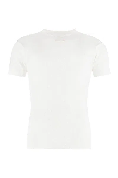 Maison Margiela Cotton Knit T-shirt In Beige