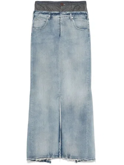 Maison Margiela Cotton Long Skirt In Blue
