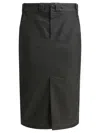 Maison Margiela Midi Skirt With Back Pocket And Front Slit In Black