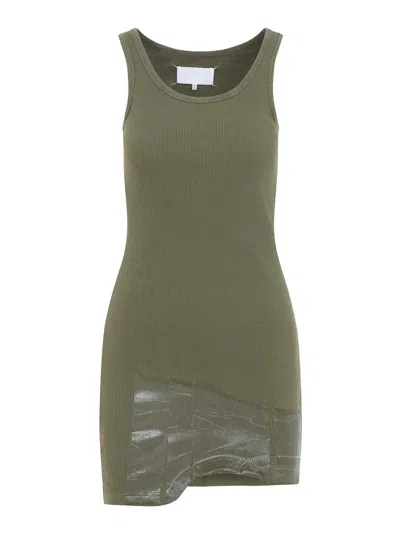 Maison Margiela Cotton Mini Dress In Dark Green