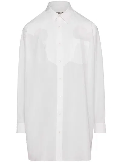 Maison Margiela Mini Abito Chemisier In Popeline Bianco Donna In White