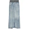 Maison Margiela Light Blue Long Skirt With Front Slit And Five Pocket Design In Denim Woman