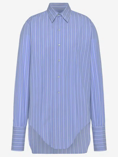 Maison Margiela Cotton Shirt With Striped Pattern In Blue