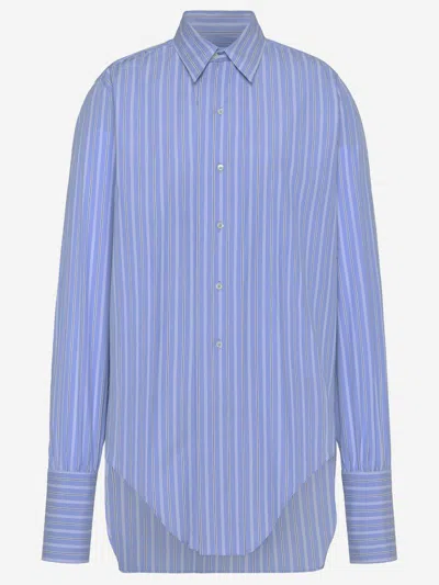 Maison Margiela Cotton Shirt With Striped Pattern In Blue