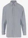 Maison Margiela Cotton Shirt With Striped Pattern In Clear Blue