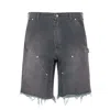Maison Margiela Stud Denim Shorts Man Grey In Black