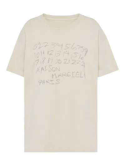 Maison Margiela Cotton Short-sleeve T-shirt With Printed Numbers And Text In Multi