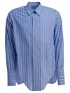 Maison Margiela Cotton Striped Shirt Shirts Light Blue In Blue