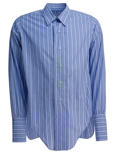 MAISON MARGIELA COTTON STRIPED SHIRT SHIRTS LIGHT BLUE